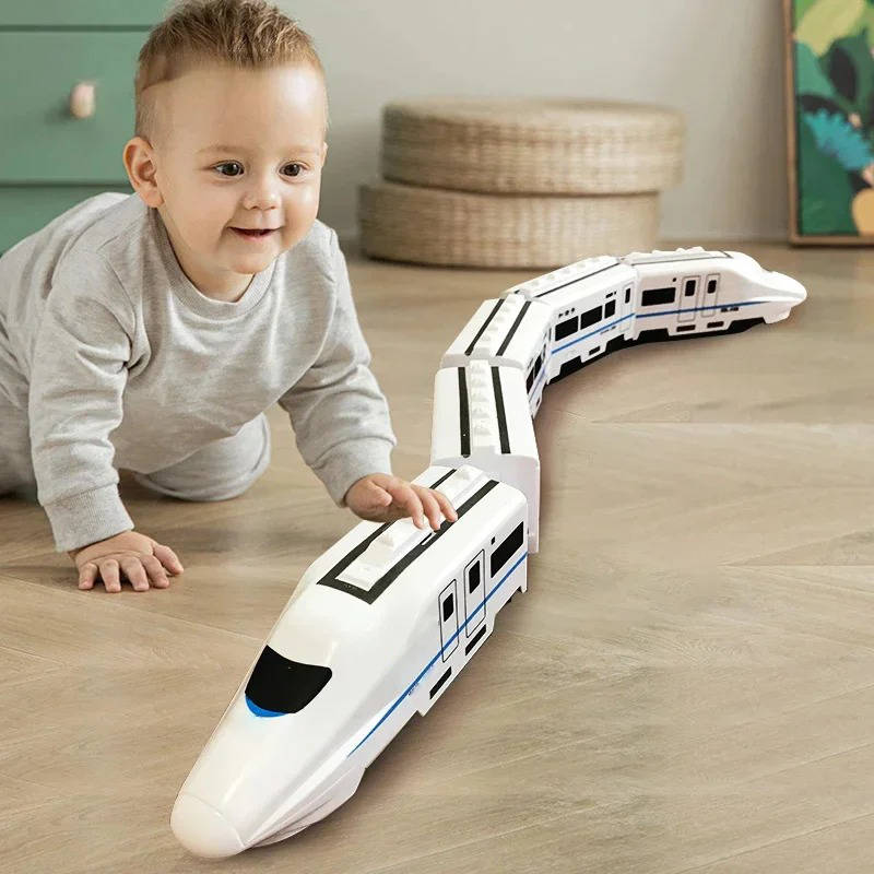 Interactive Train Toy Set for Toddlers – 4 Car Train with Spinning Action, Flashing Lights, and Realistic Sounds 1
