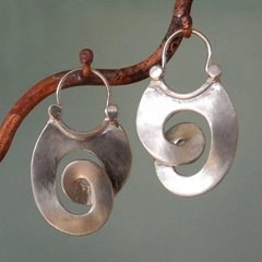 Irregular Vintage Silver Earrings – Handcrafted, Lightweight Design, Asymmetrical Cuts 0