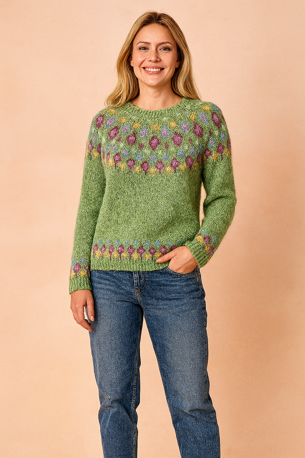 Izabela | Sweater with a colorful pattern on the top 0