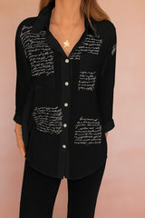 JENA | Shirt blouse with a script print 0