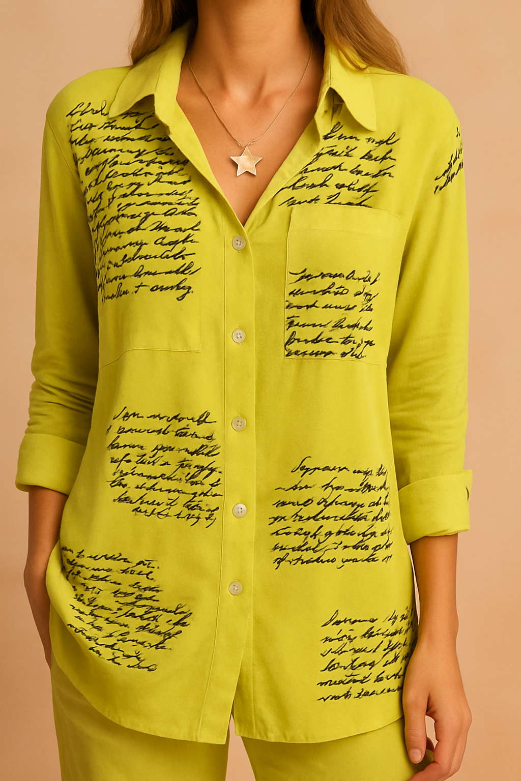 JENA | Shirt blouse with a script print 1