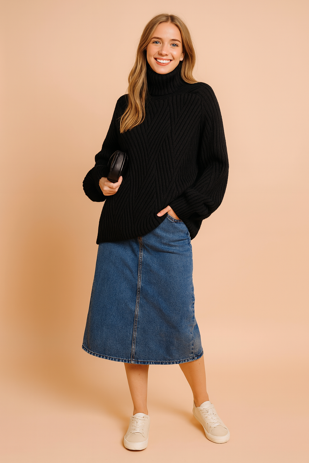 Karolina | Oversized turtleneck sweater with a geometric weave 0