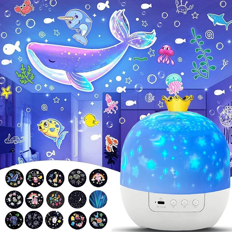 Kids Projector Night Light with Remote Control – 6 Magical Scenes, 5 Color Options, Rotating Light for Soothing Bedtime Experience 0