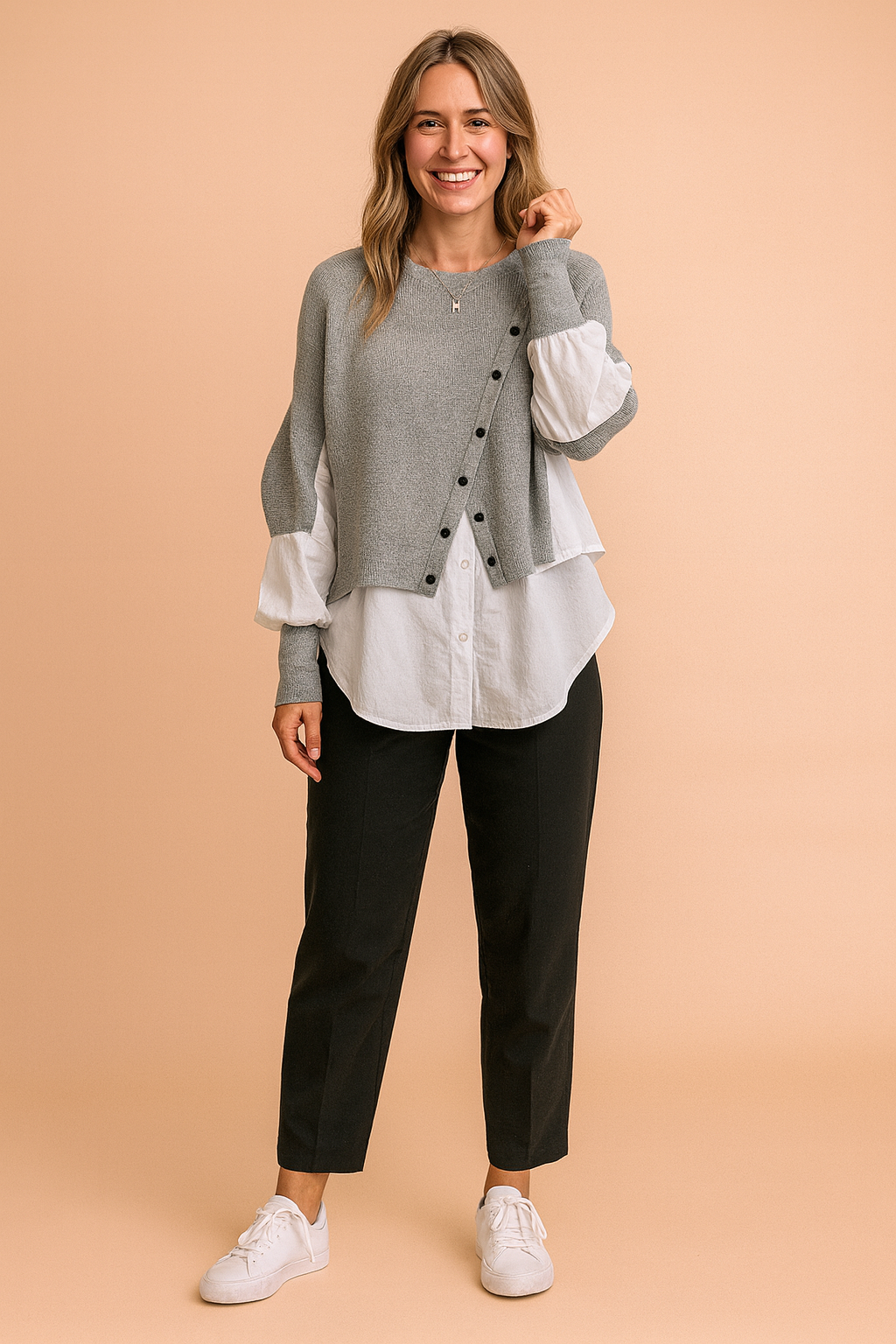 Klaudia | Fashionable layered sweater with a shirt effect 1