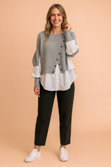 Klaudia | Fashionable layered sweater with a shirt effect 1