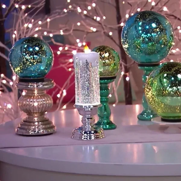 LED Christmas Candles Rechargeable With Glitter 4