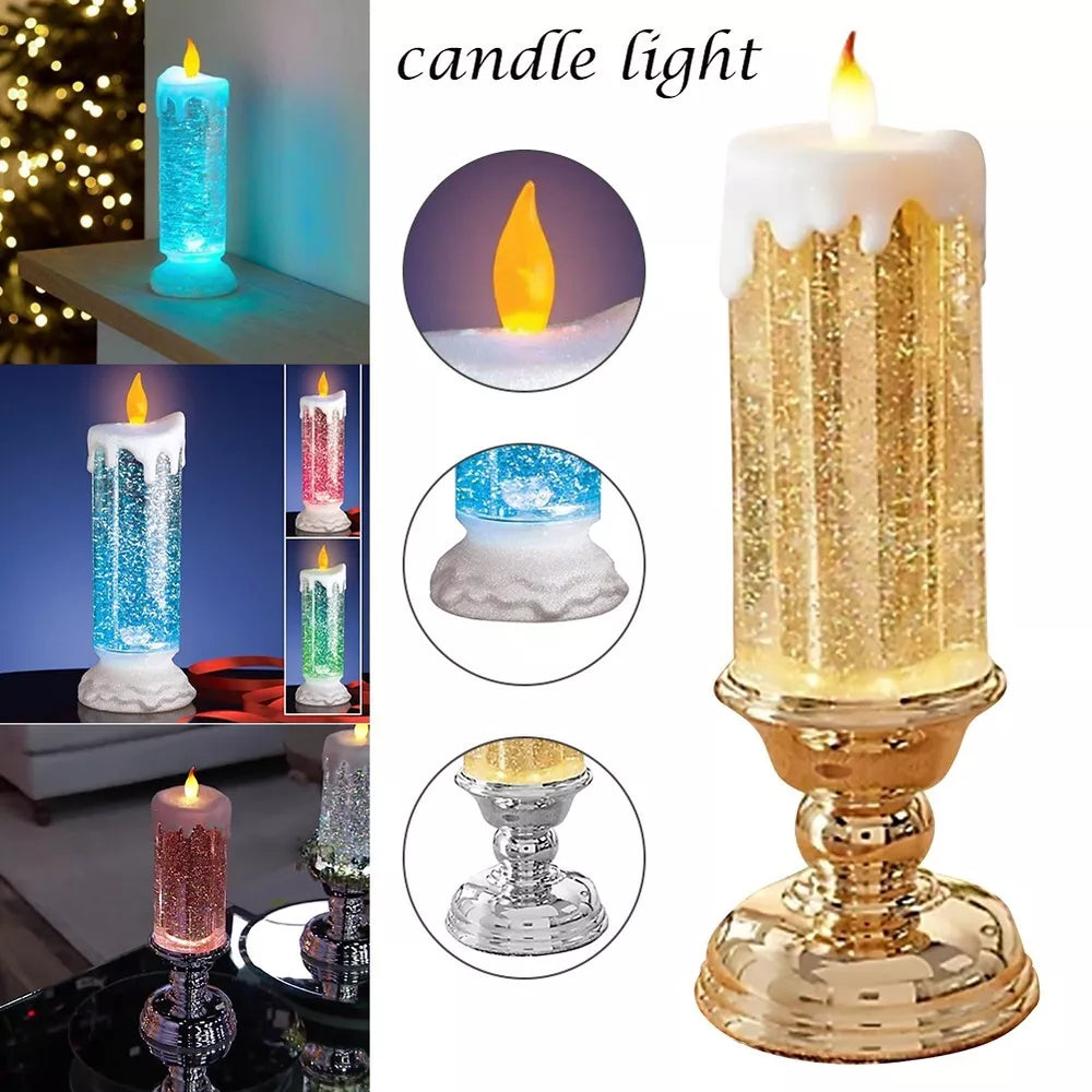 LED Christmas Candles Rechargeable With Glitter 7