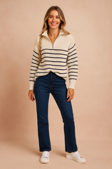Laura | Striped sweater with a collar 0