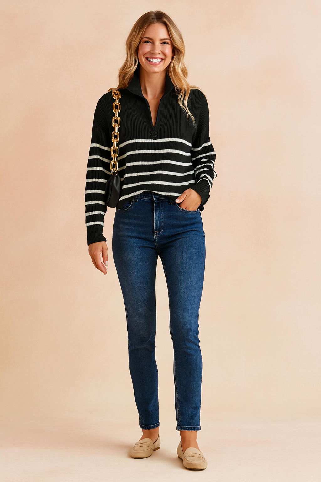 Laura | Striped sweater with a collar 1