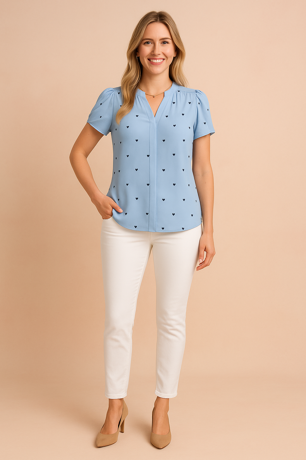 Livia | Girly blouse with a heart motif 2