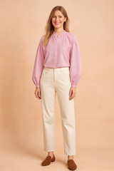 Liwia | Stylish striped blouse with a delicate stand-up collar 0