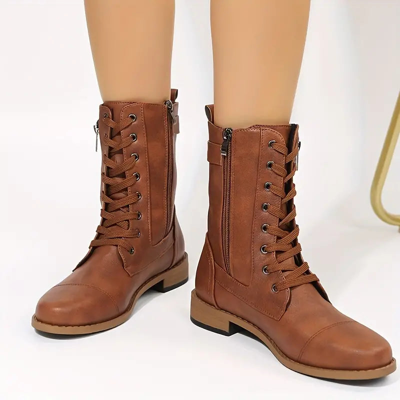 Low-Cut Lace-Up Boots for Women – Stylish & Comfortable 2