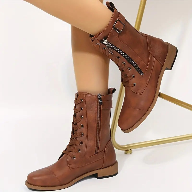 Low-Cut Lace-Up Boots for Women – Stylish & Comfortable 4