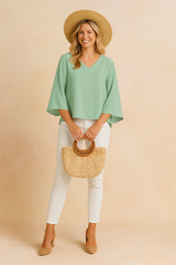 Lumi | V-neck blouse with slit on the sleeve 1