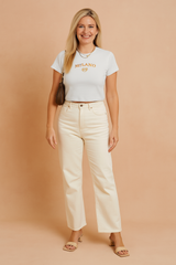 Maja | Short T-shirt with a college-style inscription 2