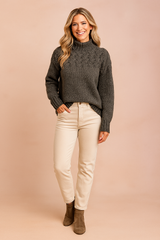 Marta | Sweater with a knitted pattern at the top 3