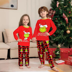 Matching Family Christmas Pajamas Set Fun Little Monster Print Cotton 2