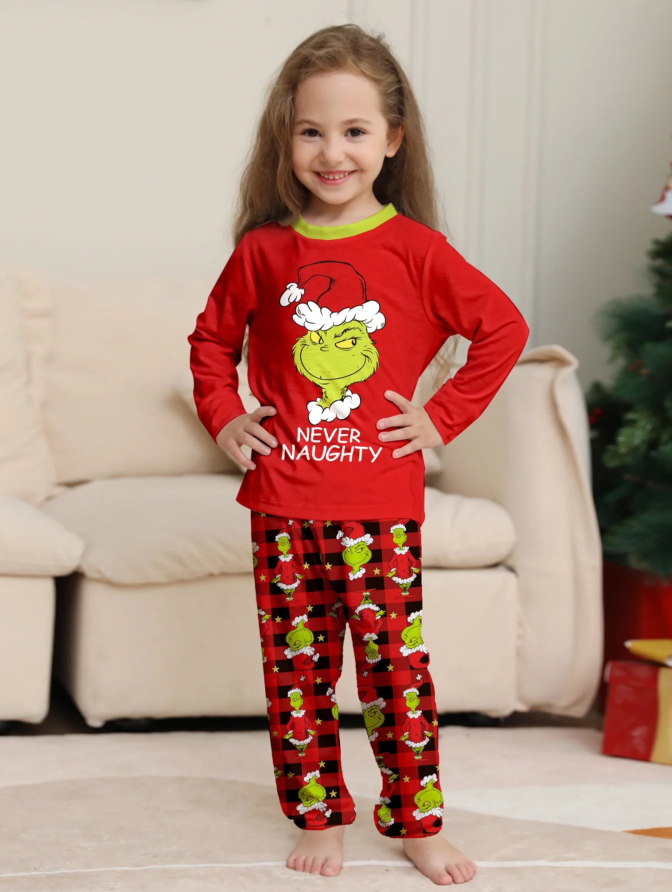 Matching Family Christmas Pajamas Set Fun Little Monster Print Cotton 4