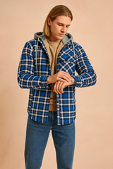 Men's Checked Jacket with Zipper Hood 1