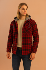 Men's Checked Jacket with Zipper Hood 2