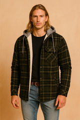 Men's Checked Jacket with Zipper Hood 3