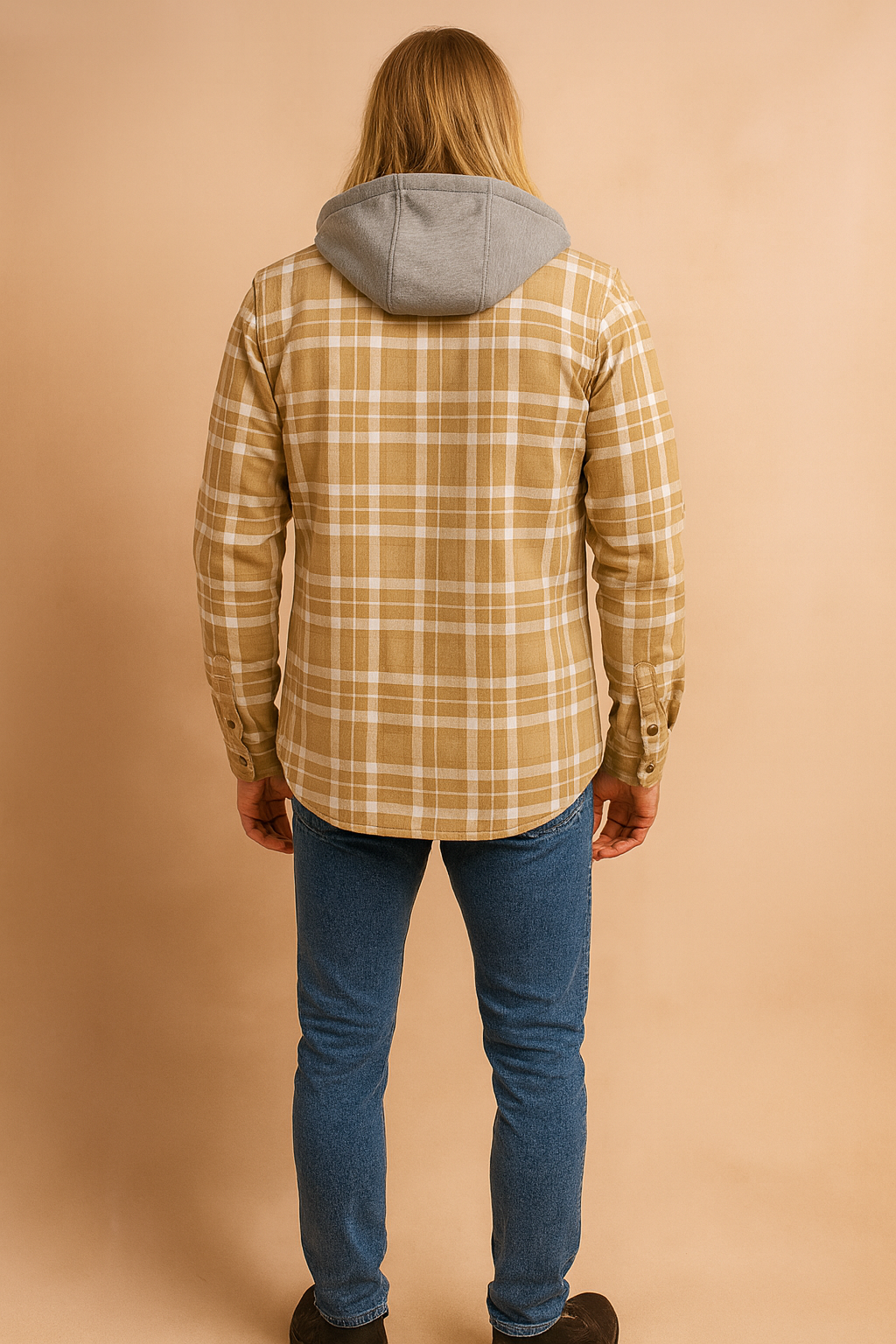 Men's Checked Jacket with Zipper Hood 5