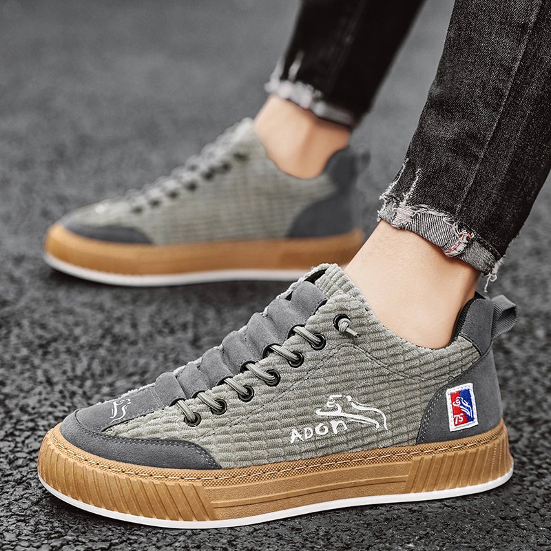 Men's Comfortable Low Top Sneakers Corduroy Blend 11