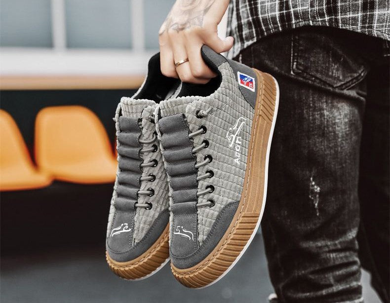 Men's Comfortable Low Top Sneakers Corduroy Blend 6