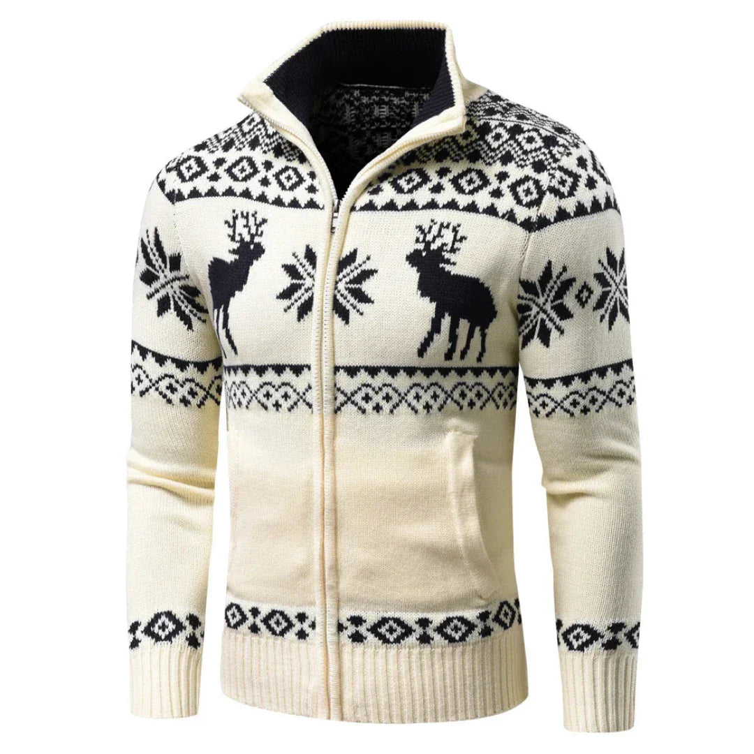 Men's Festive Christmas Sweater Warm Knit with Zipper 1