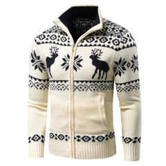 Men's Festive Christmas Sweater Warm Knit with Zipper 1