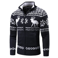 Men's Festive Christmas Sweater Warm Knit with Zipper 2
