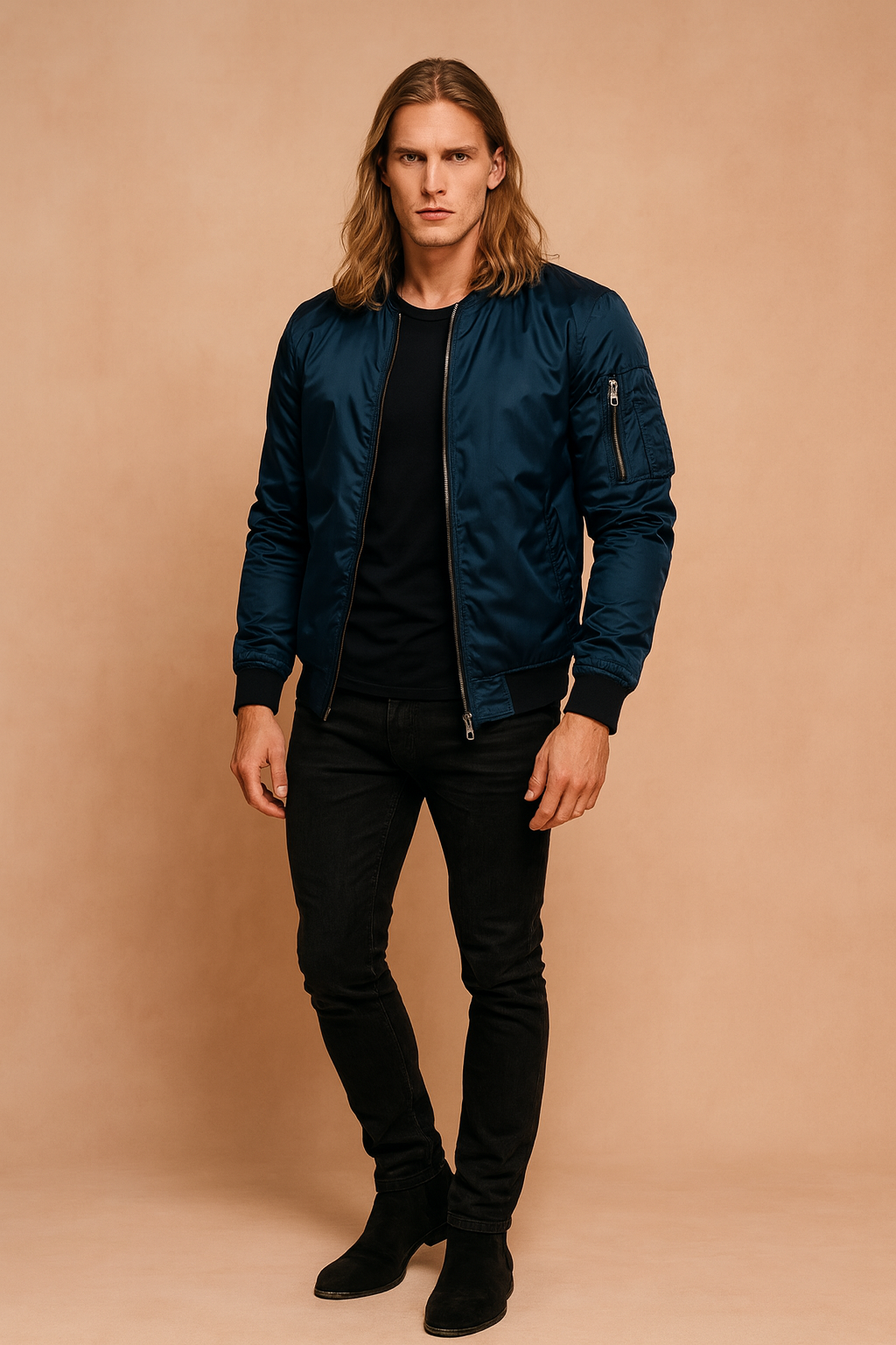 Men's Jacket | Lightweight Bomber Jacket with Zip and Pockets 4