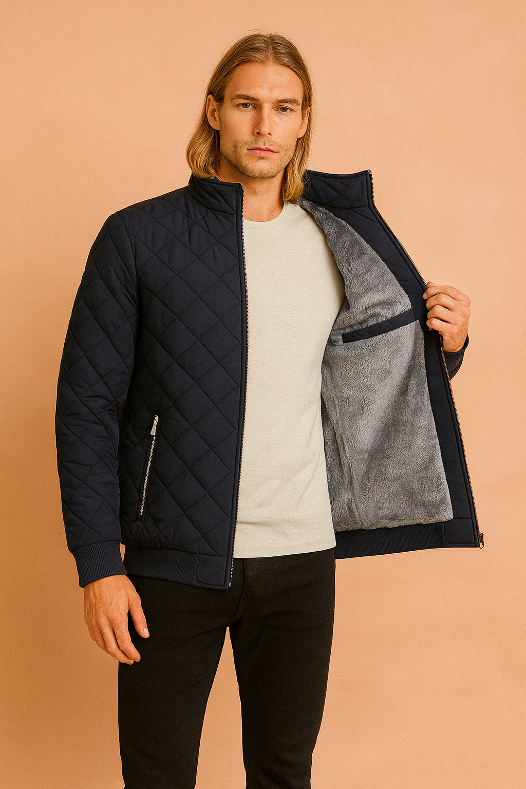 Men's quilted insulated jacket with zipper 0