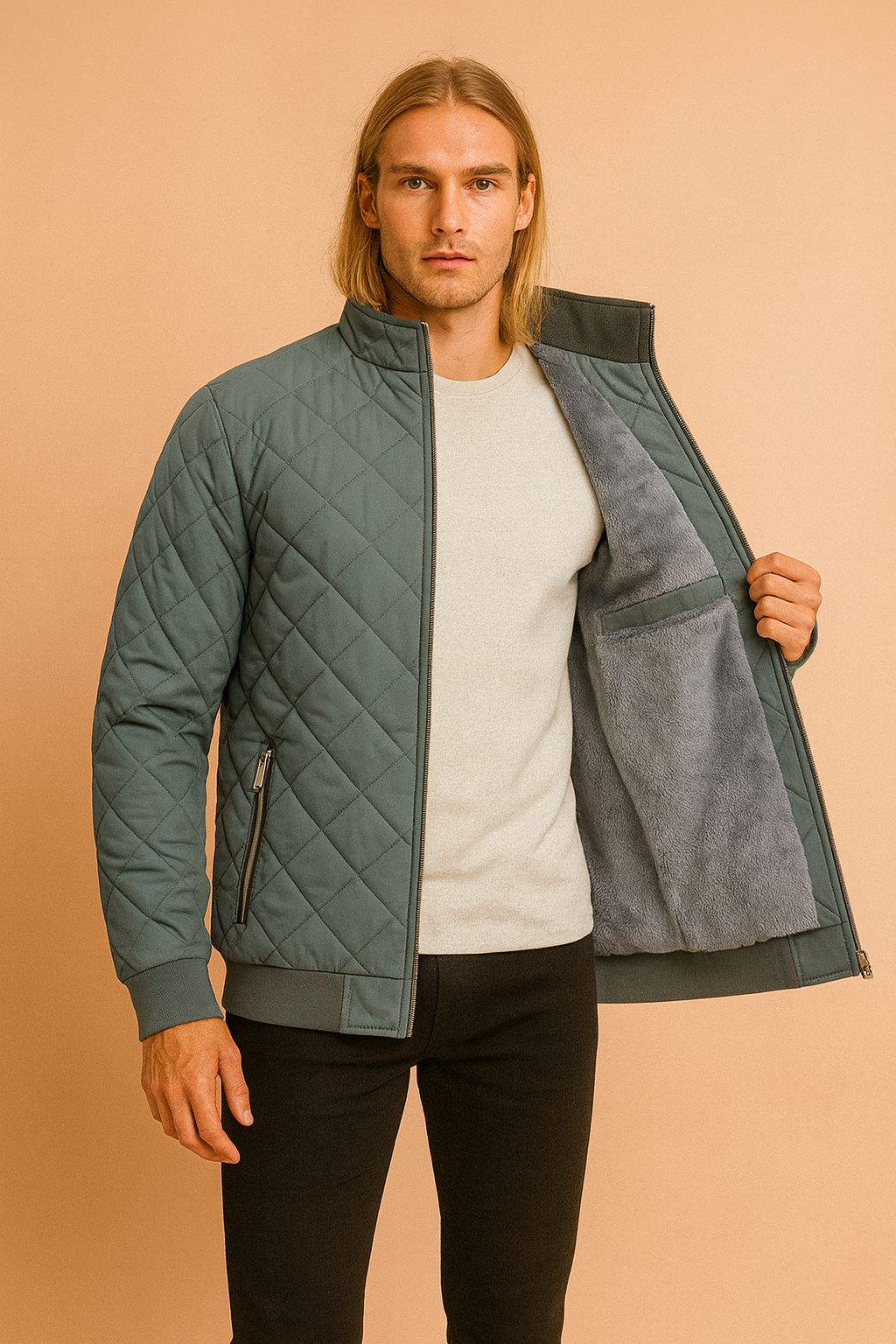 Men's quilted insulated jacket with zipper 2