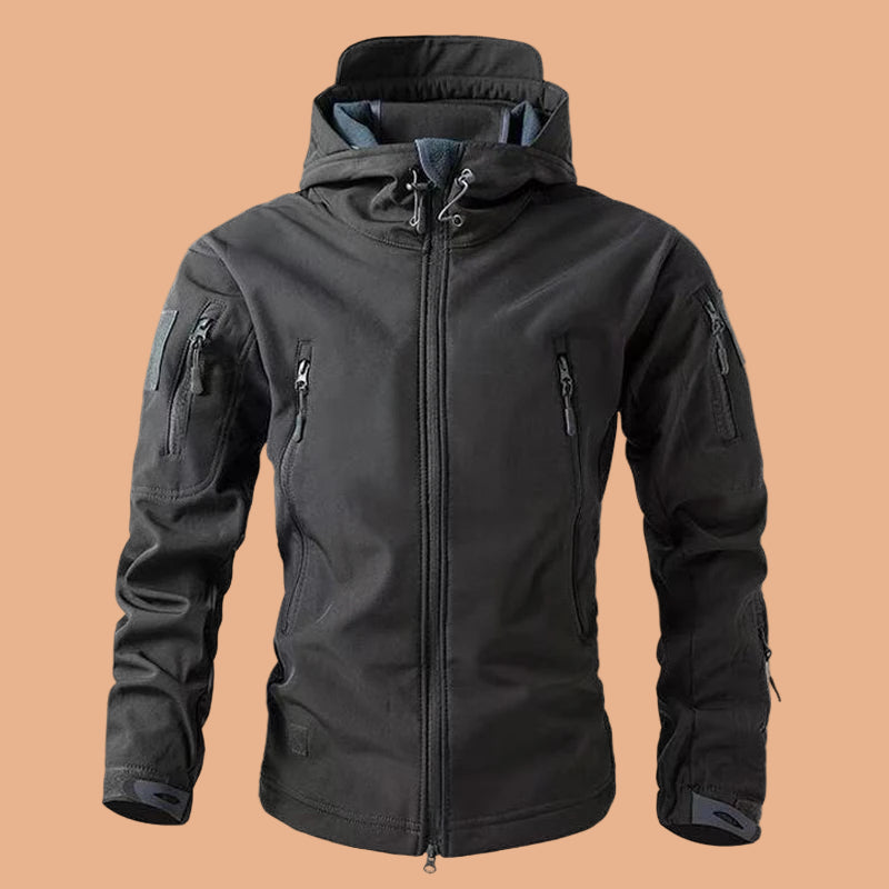 Men's tactical waterproof winter jacket with outdoor hood 1