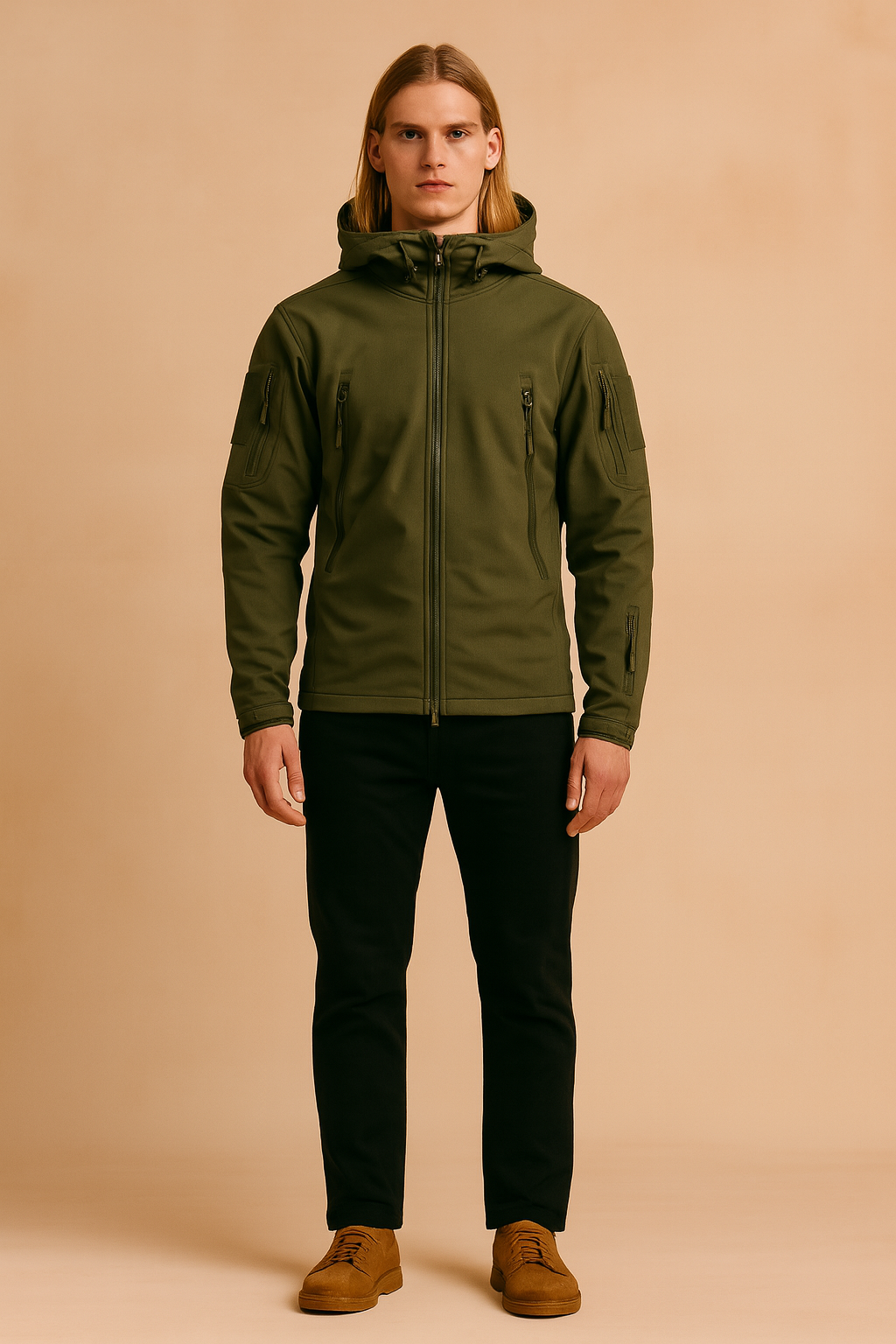 Men's tactical waterproof winter jacket with outdoor hood 4