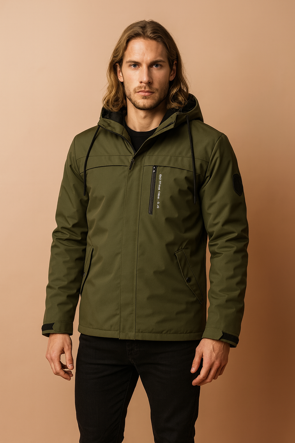 Men's waterproof sports jacket with a hood and zipper 4