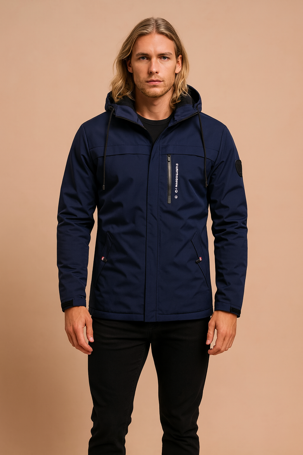 Men's waterproof sports jacket with a hood and zipper 5