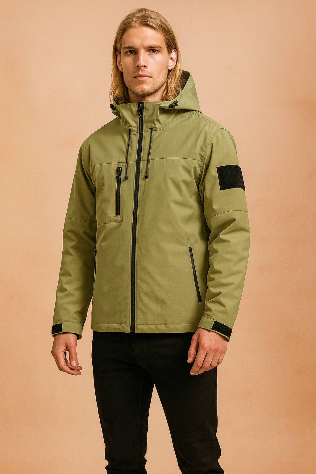 Men's winter sports raincoat with hood 0