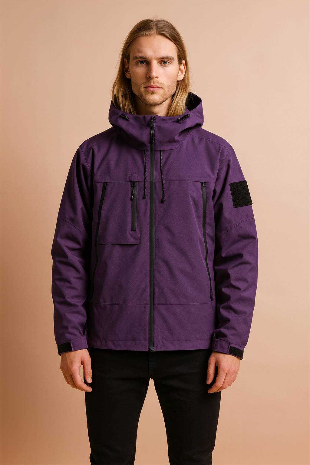 Men's winter sports raincoat with hood 2