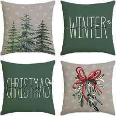 MerryCushion – Green Christmas Cushion Cover with Festive Embroidery 2