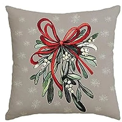 MerryCushion – Green Christmas Cushion Cover with Festive Embroidery 4