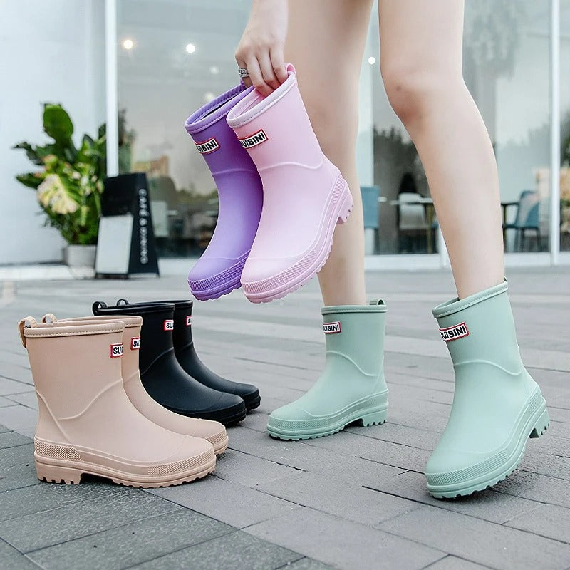 Mid-Cut Waterproof Rain Boots for Women – Stylish & Functional 4