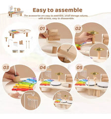 Montessori Musical Toys Drum Kit for Toddlers with Xylophone, Interactive Play Set for Rhythm and Motor Skill Development 1