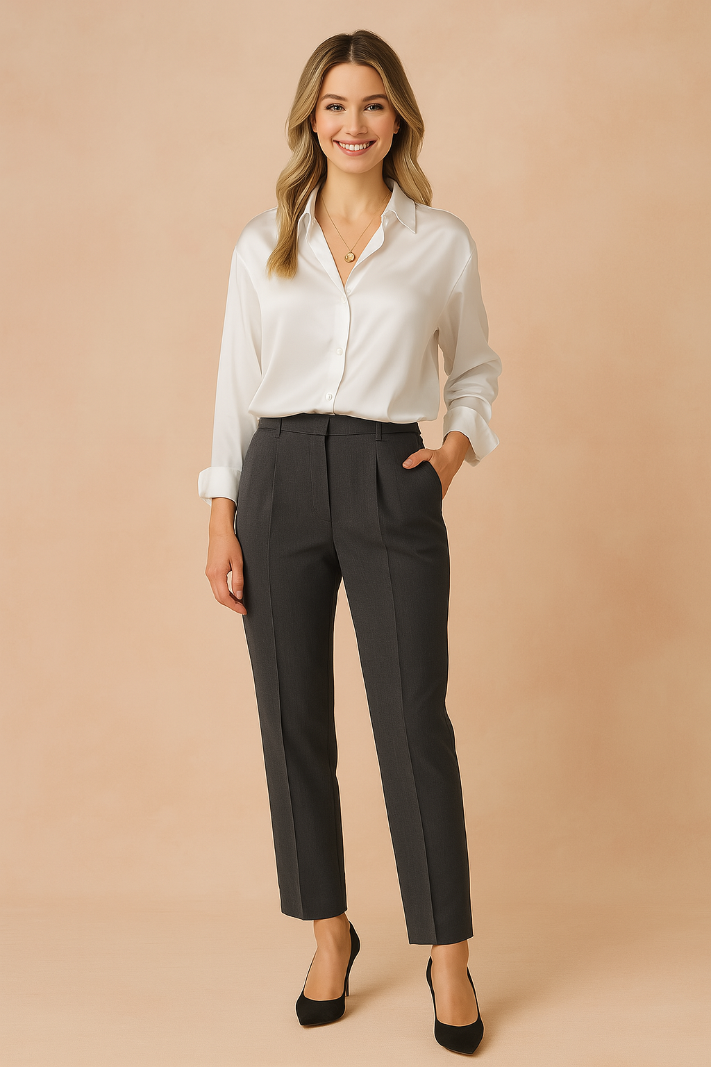 Noa | Classic shirt blouse with a slight sheen 1