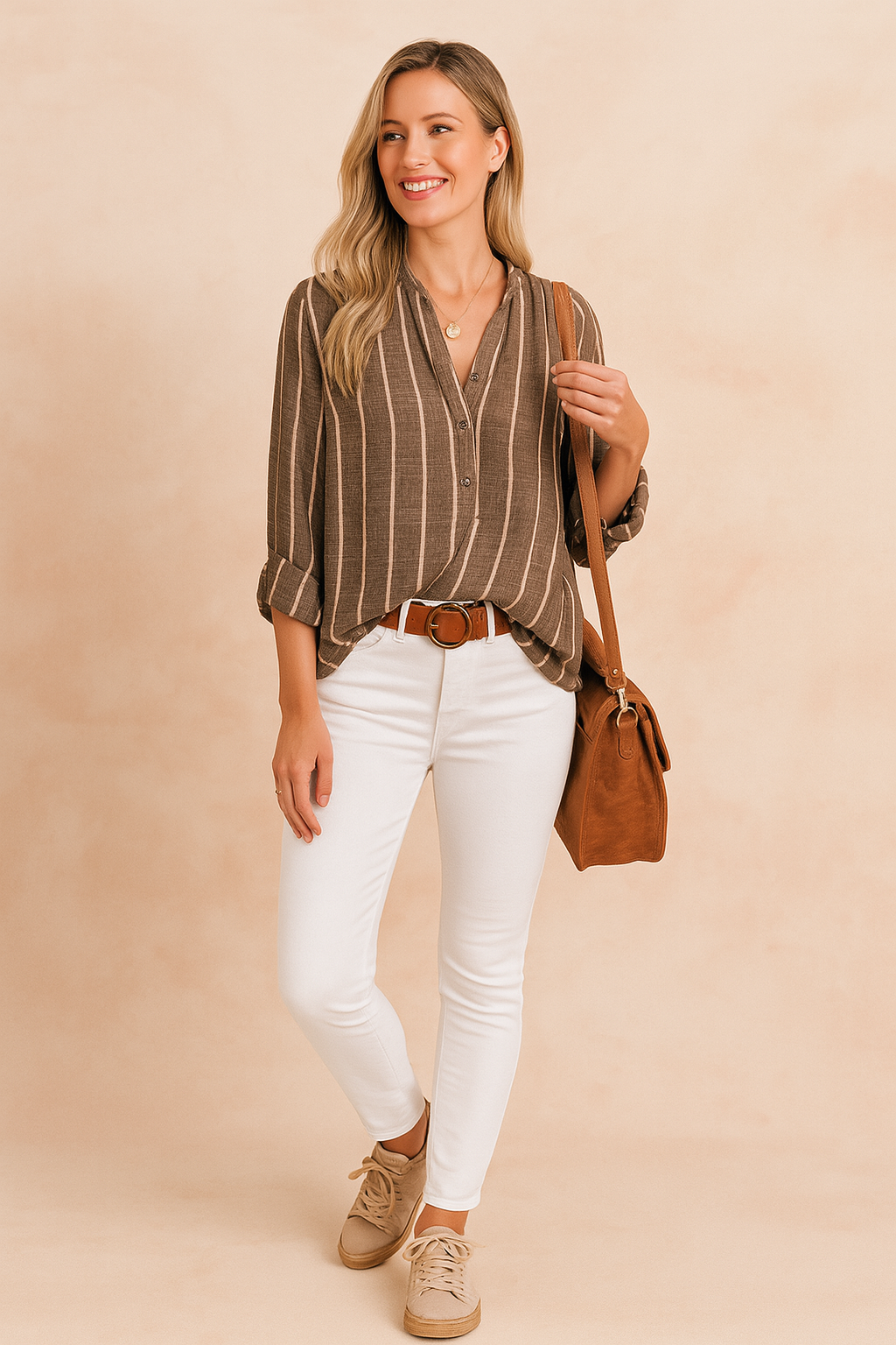 Nori | Striped blouse with collar and buttons 1