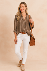 Nori | Striped blouse with collar and buttons 1