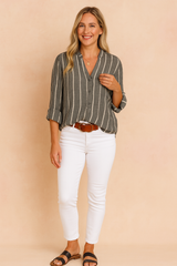 Nori | Striped blouse with collar and buttons 2