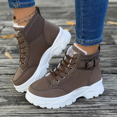 Plush Lace-Up Ankle Boots for Women – Stylish & Comfortable 2