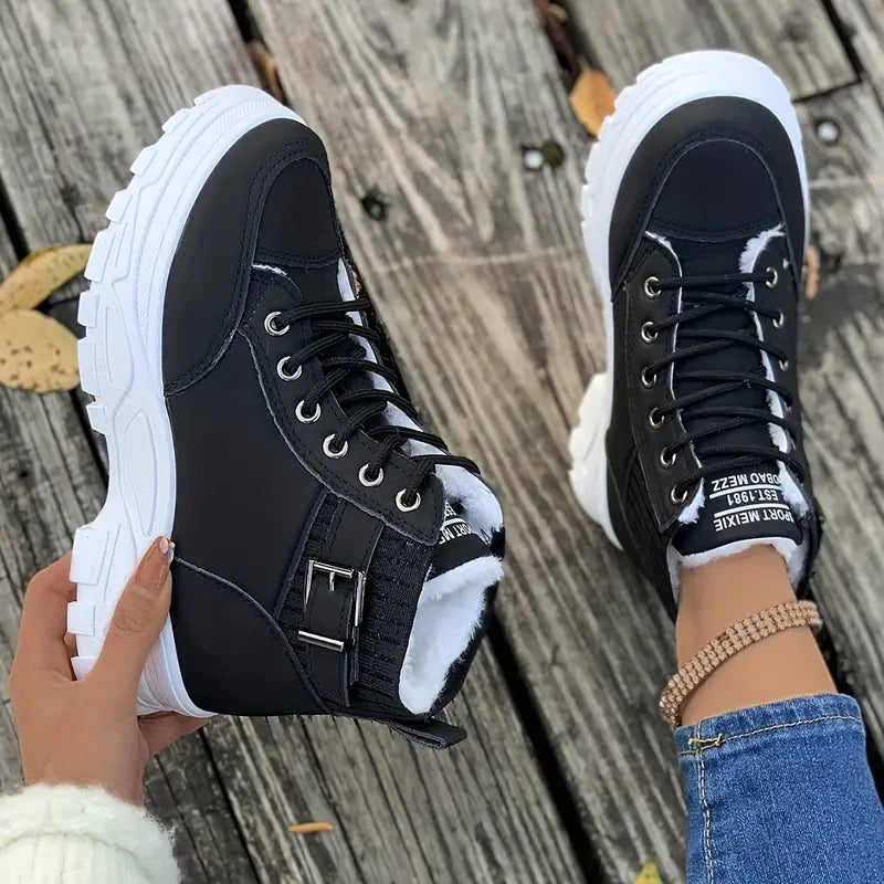 Plush Lace-Up Ankle Boots for Women – Stylish & Comfortable 4